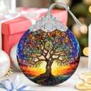 Stained Glass Ornaments, 2025 Christmas Ornament, Christmas Tree Ornament, Heirloom Keepsake, Gift Exchange, Gift Idea - Tree of Life