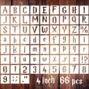 4 Inch Gothic Letter Stencils for Painting, 66 Pcs Reusable Old English Stencils, Calligraphy Letter Number Symbol Drawing Template Kit for Journal Scrapbook Signage DIY Art Project