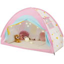 Twin Bed Tent for Kids, Twin Size Bed Canopy with Star Lights, Privacy Space Blackout Sleeping Tents, Indoor Breathable Portable Bunk Bed Tent for Girls, Rainbow