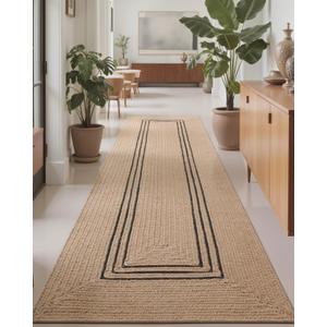 LUMI 2x7 Jute Runner Rug Non Slip for Hallway, Natural Rustic Carpet No Shedding, Farmhouse Braided Area Mat Indoor High Traffic for Living Room, Entryway, Kitchen, Laundry