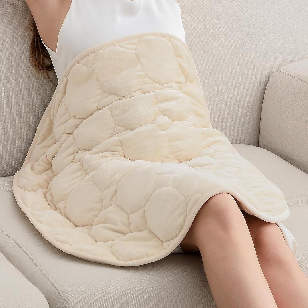 Wemore Weighted Lap Blanket 7lbs for Adults, Small Weighted Blanket for Travel, Calming, Relaxing, Napping and Sleeping, All-Season Weighted Lap Pad, Machine Washable, Beige 24x29 inches