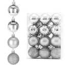 Diahom Christmas Ball 24ct 1.57 Inches Silver Mini Xmas Hanging Ornaments for Trees Wreath Garland Wedding Party Home Office Shop Decorations