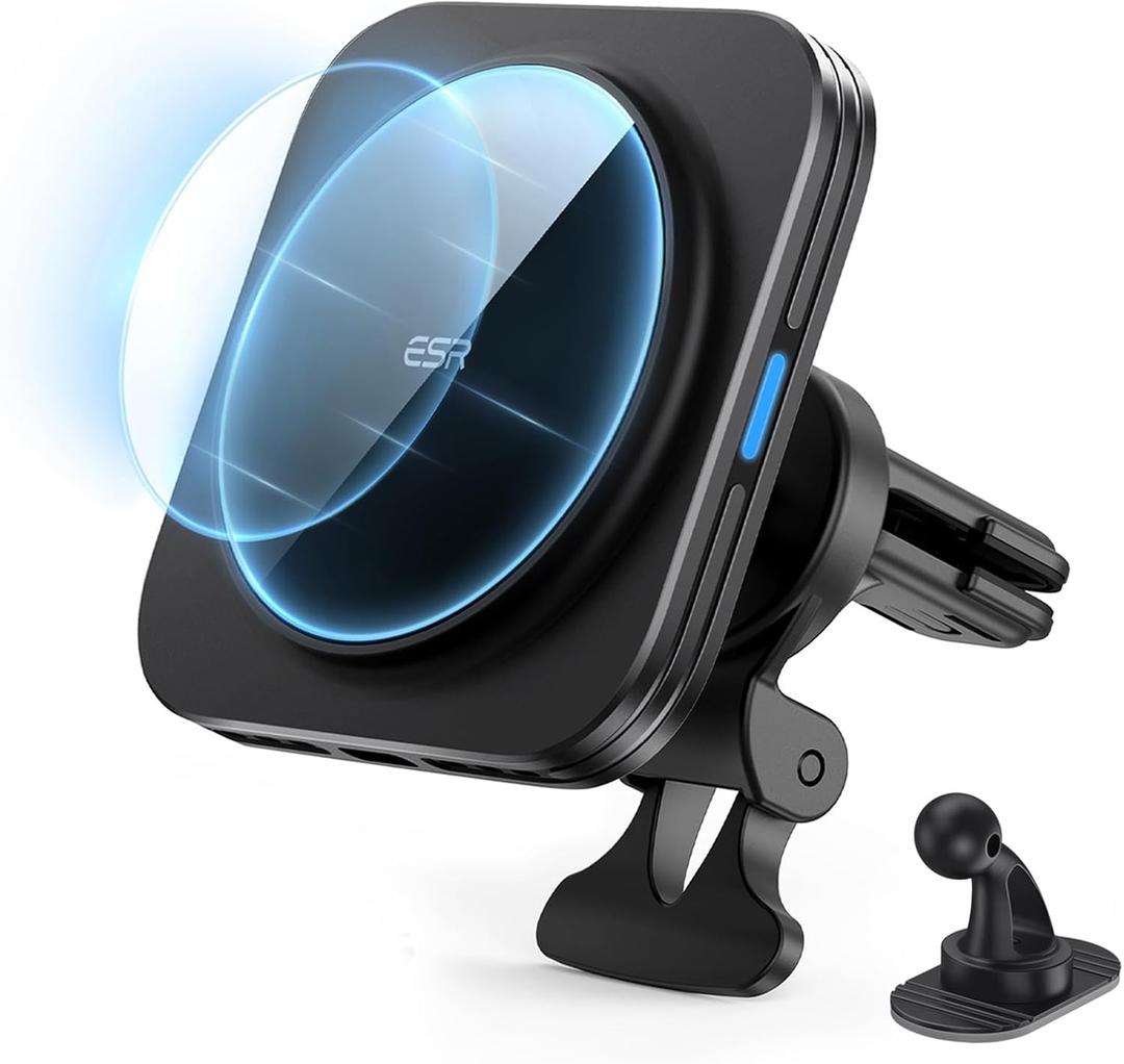 ESR for MagSafe Car Mount Charger,15W Magnetic Wireless Car Charger, for MagSafe Car Charging, Air Vent Dashboard Phone Holder Mount for iPhone Air 17 Pro Max 16 15 14 13 12, Galaxy S25, Fast Charging, Black