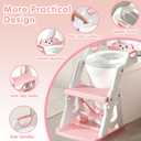 Potty Training Seat, 2 in 1 Potty Training Toilet with Step Stool for Boys Girls, Toddler Toilet Seat with Stabilizer Crossbar, Anti-Slip Pads and Splash Guard, Pink