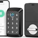 Keyless Entry Door Lock with Doorbell, Fingerprint Smart Locks for Front Door, Electronic Keypad Deadbolt with Built-in Wi-Fi APP Control, Auto Lock-Control, 915MHz Connection, Matte Black