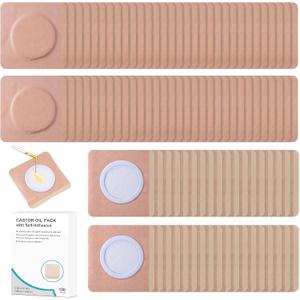 Disposable Organic Cotton Self-Adhesive Pads, Belly Button Patch for Caster Oil, Anti Leakage Design, Breathable & Portable, (Oil Not Included)