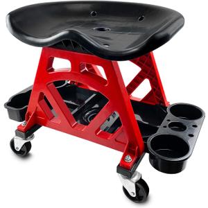 Durable Mechanic Stool Chair with Wheels, Heavy Duty Garage Shop Stool On Wheels, Rolling Stool Car Detailing Creeper Seat with Tool Tray for Workshop, Auto Repair Shop and Home
