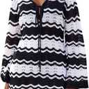 Eomenie Women Crochet Swim Cover Up Summer Bathing Suit Hollow Out Long Sleeve Dress Coverup Mesh Knit Beach Outfits Black&White (S)
