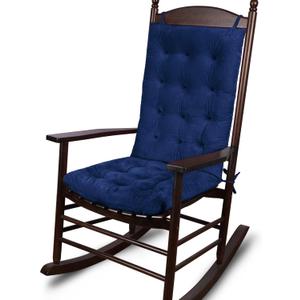 ELFJOY Rocking Chair Cushion Large Rocking Chair Pads with Ties Premium Tufted High Back and Seat Cushion 2 Piece Set Navy