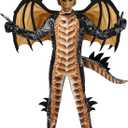 Spooktacular Creations Halloween Kid Dragon Costume, Boys Dragon Wings, Tail and Mask Set for Halloween Dress Up (Large(10-12 yrs), Gold)