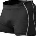 Muscle Alive Mens Bodybuilding Shorts Tights Polyester and Spandex (Medium, Plain Black)