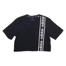 Adidas Black & White Cropped Tee XS 100% Cotton Women Comfy Exercise Outfit