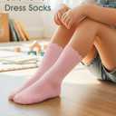 HONGTEYA Girls Socks Toddler Kids Ruffle Socks, School Uniform Dress Cotton Crew Socks for Girls 2-10 Years 6 Pairs (Blue)