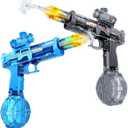Electric Water Gun for Kids&Adults-Automatic Squirt Gun with 32FT Long Range,400ML Large Tank,Rechargeable Battery,LED Light Effect for Summer Outdoor Pool Beach Backyard Water Fight Games-2Pcs