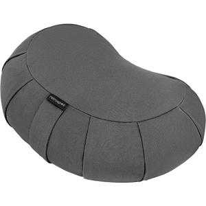 Retrospec Sedona Zafu Meditation Cushion with Buckwheat Hull Fill - Adjustable Yoga & Pilates Equipment Support - 17in Crescent Cotton Cover (Stone)