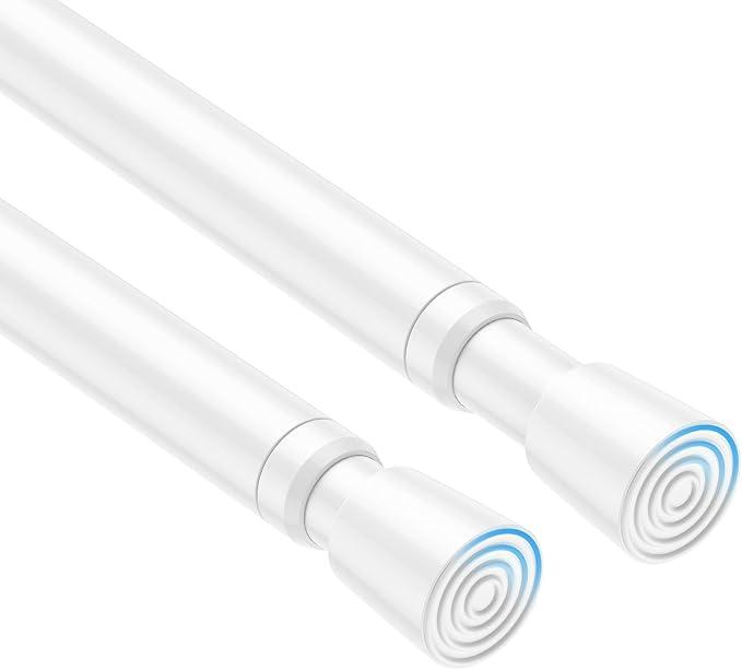 QINGYUN 2 Pack Spring Tension Curtain Rod 32.5 to 58 inch Adjustable Curtain Rods No Drilling Spring Loaded Curtain Rods for Windows Doors, White