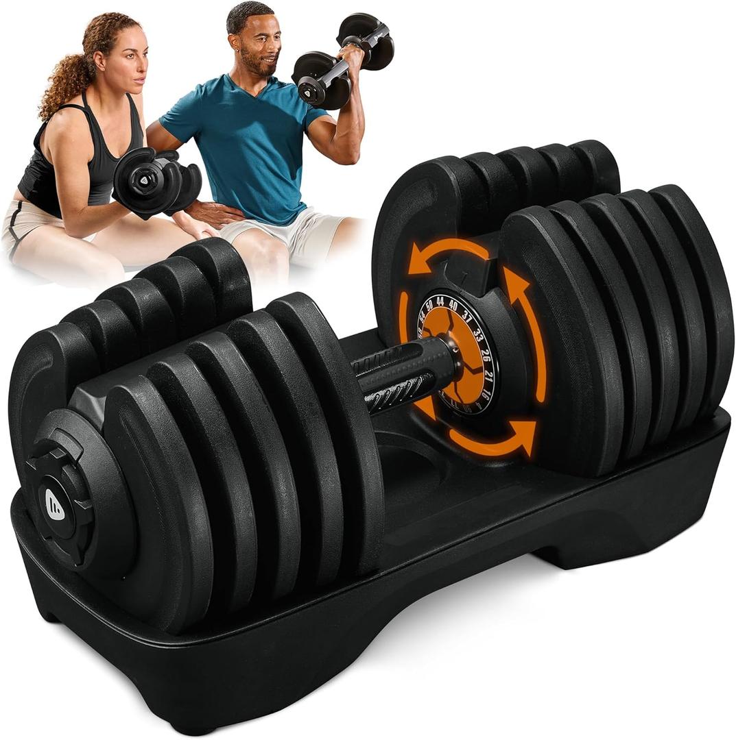 Lifepro Adjustable Dumbbell Set  5-25 lb Dumbbells Set of 2, Quick Change Rotating Hand Weights for Women//Men at Home Gym Weight System - 5-25 Pound, Ideal for Home Strength Training