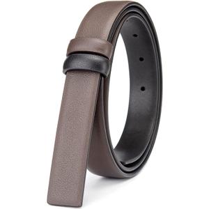 Vatee's Reversible Genuine Leather Replacement Belt Strap For Men/Women without Buckle 1"/25mm/1.14"/29mm Wide (Brown)