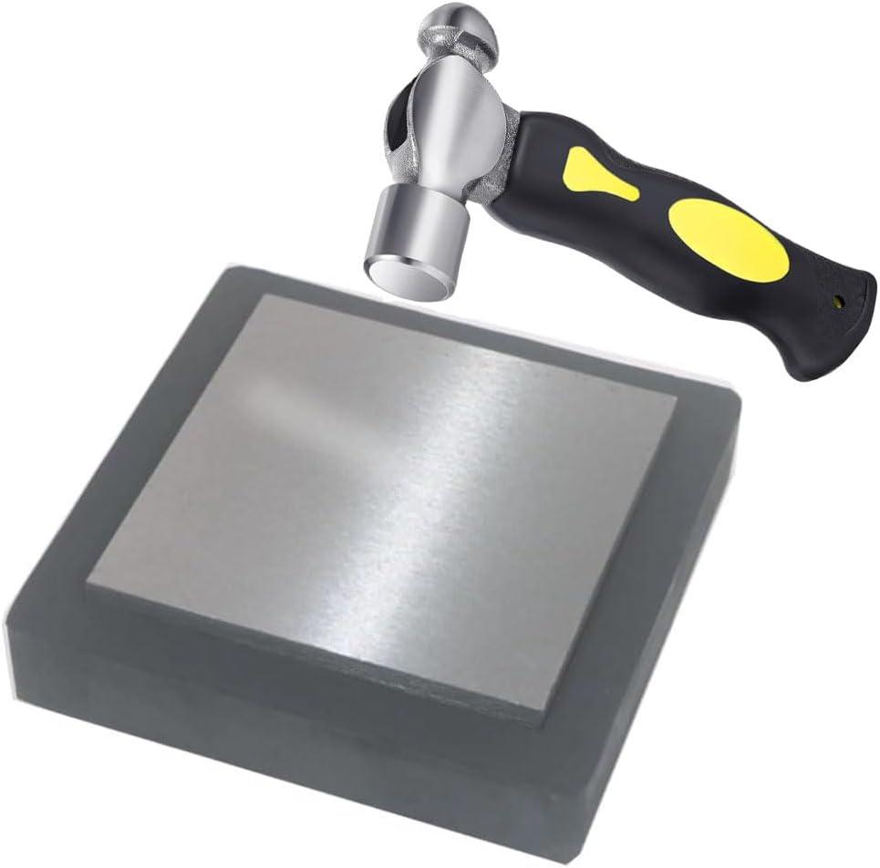 Steel Bench Block with 4Tough Rubber Block  Metal Stamping Hammer, Metal Bench Block - Jewelry Making, Metal Stamping, Work Surface Tool (Steel & Rubber Block)