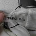 ZAFUL Women's Ribbed Underwire Bikini Set High Cut Colorblock V Notch Swimwear Printed High Leg Swimsuit S White