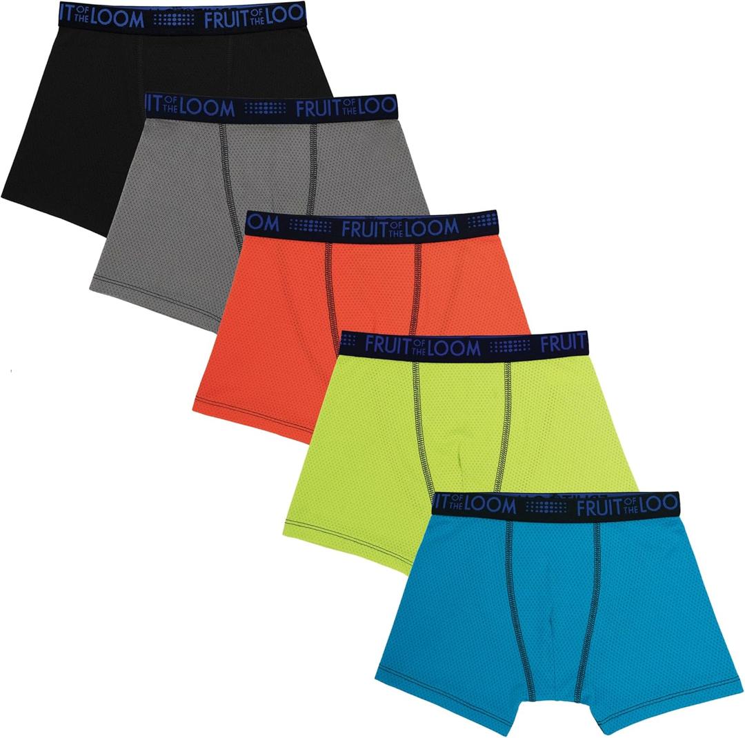 Fruit of the Loom boys And Toddler Boxer Briefs, Tag Free & Breathable Underwear, Assorted Color Multipacks (Small, 5 Pack - Breathable Micro Mesh)