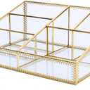 Vintage Gold Makeup Organizer - Glass Makeup Organizer Countertop Organizer for Make-Up Brushes Vanity, Tabletop Organizer Display Case for Bathroom, Vanity, Drawers GJB001 (large)