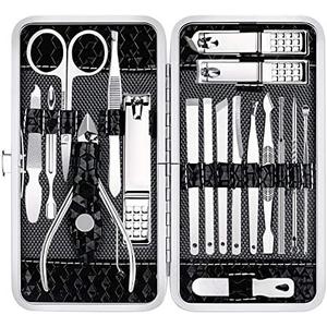 Nail Clippers Set Fingernail and Toenail Clipper Cutters, Manicure Pedicure Kit 18 Pieces Stainless Steel Professional Grooming Kits, Nail Care Tools with Luxurious Travel Case