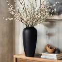 Tall Black Ceramic Vase for Flowers, 13 Large Matte Black Vase for Home Decor, Rustic Modern Pottery Vase for Pampas Grass, Entryway, Dining Table and Living Room Centerpieces