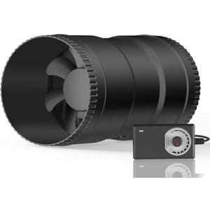 Hon&Guan 4 Inch Inline Booster Duct Fan with Speed Controller - 130 CFM Airflow with 6W Ultra-Low Power and Low Noise