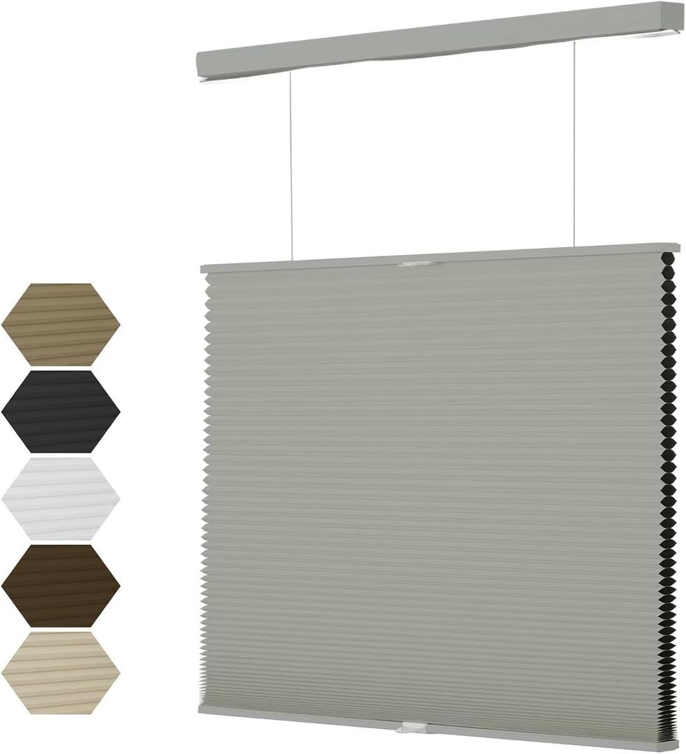 MYshade Top Down Bottom Up（TDBU） Cellular Shades, 1.5 inch Cordless Blackout Honeycomb Pleated Blinds for Windows Home Bedroom Office, Light Control, Thermal Insulated, 32" W x 72" H, Gray
