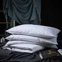 Three Geese Adjustable Layer Goose Feather Pillow,Assembled Bed Pillow,100% Soft Cotton Cover,Good for Side and Back Stomach Sleeper, Standard/Queen Size,Packaging Include 1 Pillow.