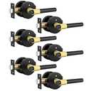 Goldenwarm 6 Pack Black and Gold Interior Door Handles, Privacy Lever Door Handle, Interior Door Lever Pack, Black and Gold Door Handles Interior for Bedroom, Bathroom