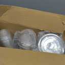 Turbo Bee 100 Pack - 16 OZ Round Bottom Plastic Cups with Lids and Straws, Disposable Clear Iced Coffee Cups with Lids for Cold Drinks and Beverages