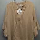 Anrabess Womens Business Casual Tops Summer V Neck 3/4 Ruffle Sleeve T Shirts Dressy Casual Tunic Blouse, L