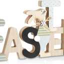 Shzbtdo Easter Decorations for Home, Farmhouse Table Wooden Bunny Mantel Decors, Indoor Easter Sign Decor for Tiered Tray Decor