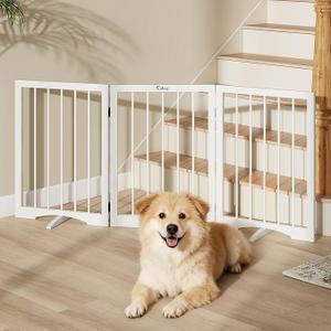Free Standing Dog Gate Indoor, Foldable Dog Gate for Stairs Doorways
3-Panel Freestanding Pet Gate with Support Feet for Stability, Folding Puppy Gate Easy to Move, Doggy Gate 54"x24", White