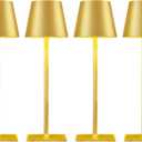 4 Pack Gold Led Cordless Table Lamps-Rechargeable Lamp Set of 4,Tabletop Lighting Outdoor Table Top Light for Restaurant Tables | Dinner | Kitchen Counter Top | Bulk of 4 Wirelss Lamps,Multi-Pack