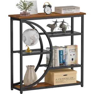 Snughome Entryway Table, Narrow Console Table, Industrial Sofa Table with 5 Tier Storage Shelves, Entrance Table for Hallway, Behind The Couch, Living Room, Foyer (Brown Without Outlet)