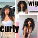 GKtineke-Curly-Wig Big-Curly-Wigs-for-White-Black-Women 20 Inch- Long-Curly-Wig-with-Bangs Synthetic-Hair-Replacement-Wigs-for- Cosplay and Daily (Natural Black)