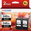 INKCLOUD Compatible Black Ink Cartridges Replacement for Canon 240 240XL PG-240XLfor Pixma MG3600 MG3222 MG3220 MG3620 MX432 MG3122 TS5120 MG2120 MX452 MG2220 MG3120 MX522 MG4220 Printer 2Black