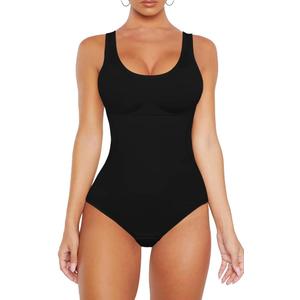 VVX Bodysuit for Women - Tummy Control Seamless Tops Compression Butt Lifting Shapewear Bodysuits (Black-firm Control)