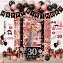 Black Pink Birthday Decorations for Women,Photo Booth Props for girl, Banner, Balloons,Party supplies (30th)