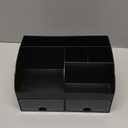 Makeup Organizer with Drawers, Cosmetic Storage for Dresser Vanity and Bathroom Countertop, Beauty Holder for Lipstick Brush, Skincare Organizer for Vanity, Cosmetic Display Case (Black)