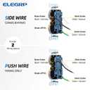 ELEGRP 15 Amp 125V Duplex Receptacle Outlets, Standard Electrical Wall Outlet, TR Tamper Resistant, Self-Grounding, Residential Grade, Mid Outlet Covers Included, UL Listed, Matte White, 10 Pack