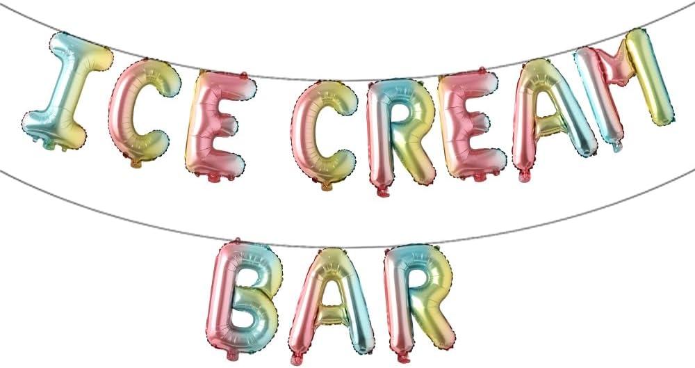 Ice Cream Bar Balloons Decorations,Summer Ice Cream Balloons Kit for Birthday Baby Shower Wedding Party Decorations (ICE CREAM BAR Rainbow)