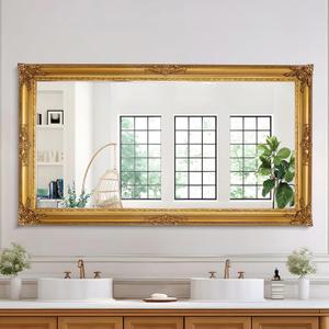 Large Decorative Mirror, 53"x29.5"Traditional Antique Baroque Mirror, Vintage Gold Decor for Living Room, Fireplace, Entryway, Horizontal/Vertical Large Decorative Mirror, 53"x29.5"Traditional Antique Baroque Mirror, Vintage Gold Decor for Living Room, Fireplace, Entryway, Horizontal/Vertical