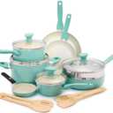 GreenPan Rio Healthy Ceramic Nonstick 15 Piece Cookware Pots and Pans Set, PFAS-Free, Dishwasher Safe, Turquoise