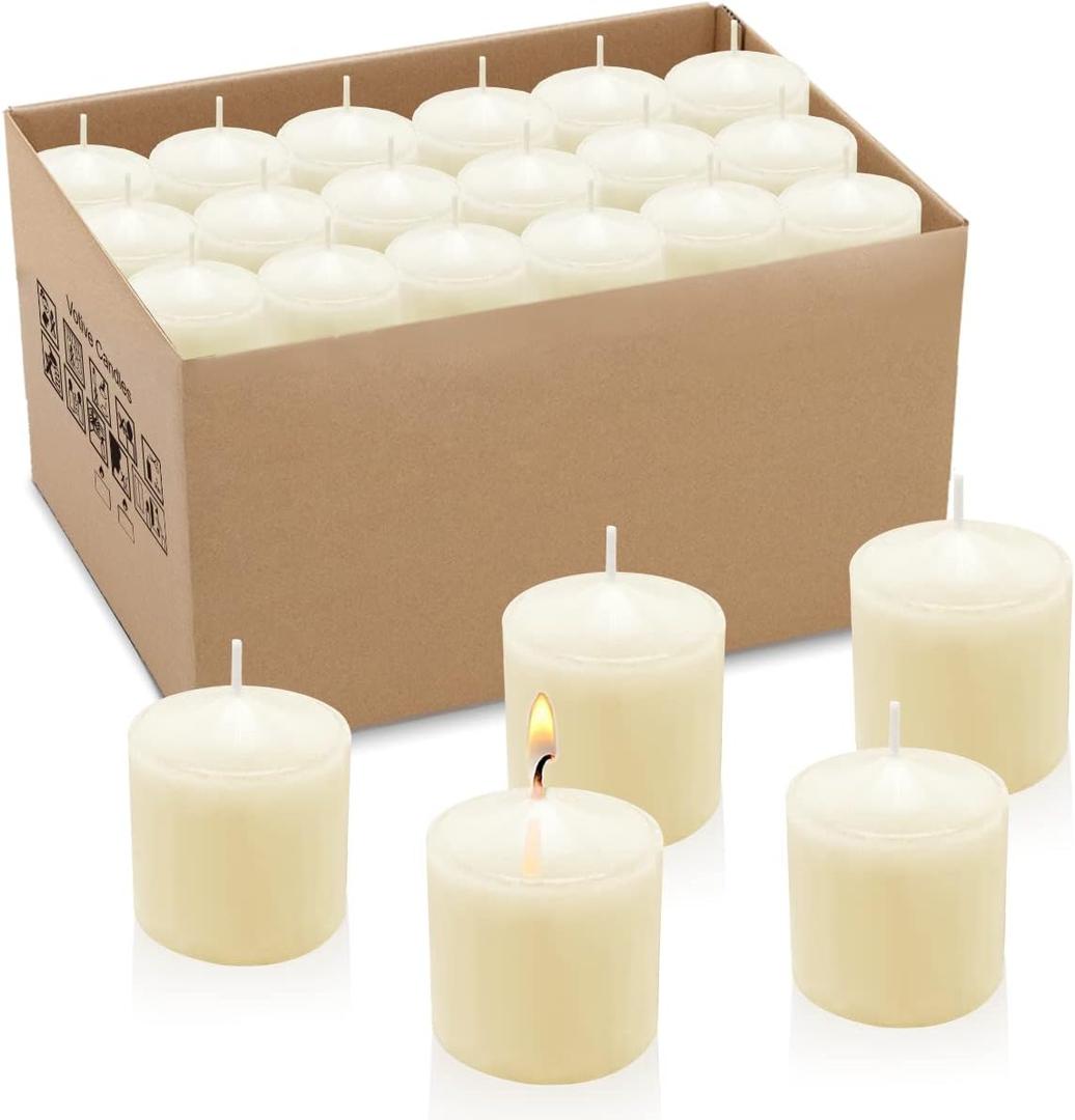 10 Hours Ivory Votive Candles, Unscented 1.5 inch Wax Candles for Wedding, Party, Holiday Spa & Home Decoration, 36 Packs