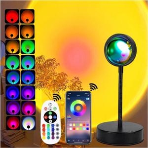 Sunset Lamp Projector Led Lights with APP Remote, 16 Colors Night Light 360 Rotation Rainbow Lights Sunset Light Projection Lamp for Aesthetic Room Decor and Bedroom Decor Gifts for Women