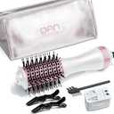 Auto Dual Voltage Hair Dryer Brush,110V-120V/220V-240V,Travel HairDryer Brush,Small Hot Airbrush,Blow Dryer Brush,Small Hair Dryer Brush,4 in 1 Hair Dryer and Styler Volumizer (White)